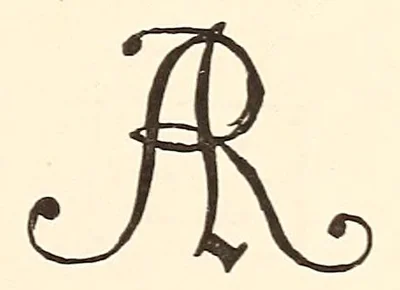 A und R sind in Schreibschrift zu einem Monogramm verschlungen und blau unter die Glasur auf den Boden gemalt. Bei Chaffers 1886 laufen die unteren Enden in eingerollte Schwünge aus, und der Querstrich des A ist zu einer Schleife gezogen. In dieser Form ist das Monogramm ungekrönt.